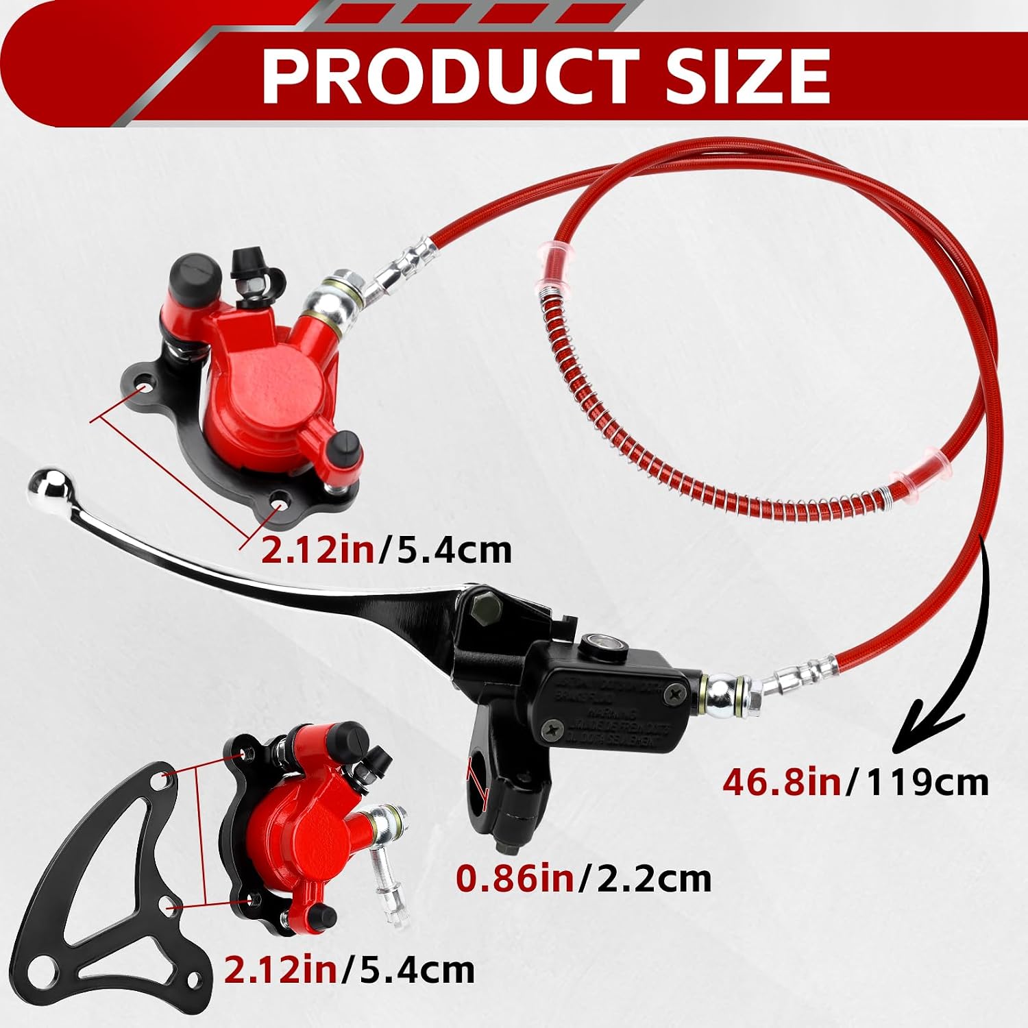 Upgraded GMB100 Mini Bike Hydraulic Brake Caliper Kit with Rear Brake Caliper Mounting Bracket Replacement for FRP GMB100 Monster Mega Moto MMB80 MMB105 80cc 105cc Mini Bike Coleman RB100 RT100