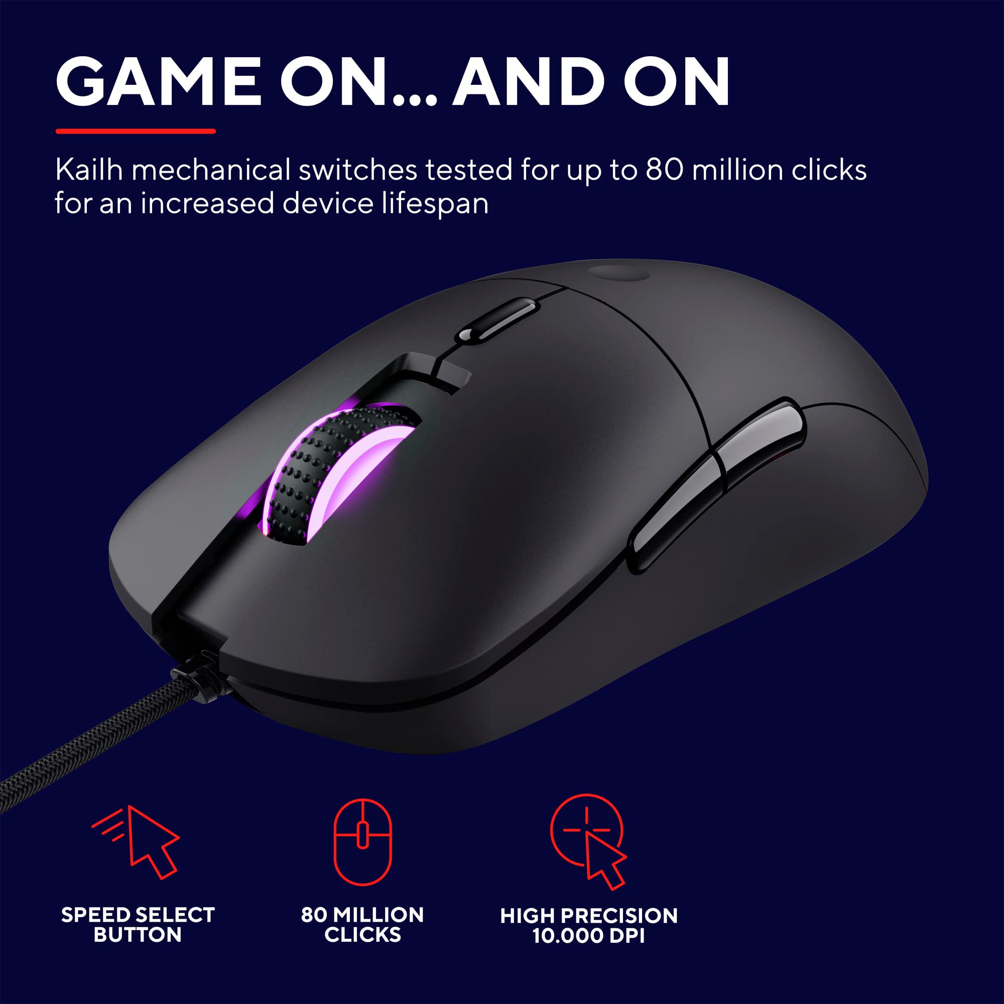 Trust Gaming GXT 981 Redex Ratón Gaming Ligero, 200-10.000 dpi, Interruptores Kailh, Sensor Óptico Ajustable, Ratón RGB, 6 Botones Programables, Mouse Gamer para Portátil, PC, Windows - Negro