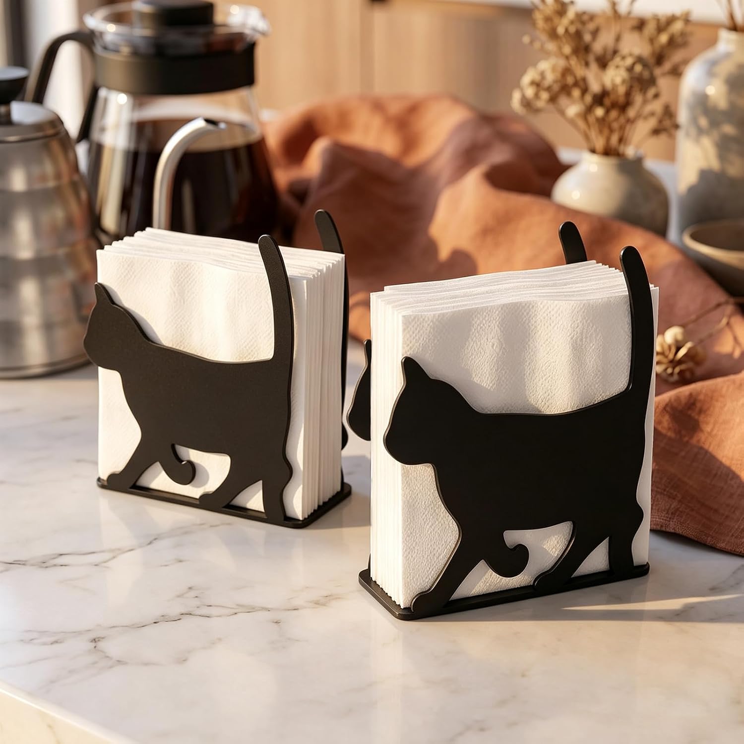 2 Pcs Metal Napkin Holder for Table, Metal Cat Standing Napkin Holder