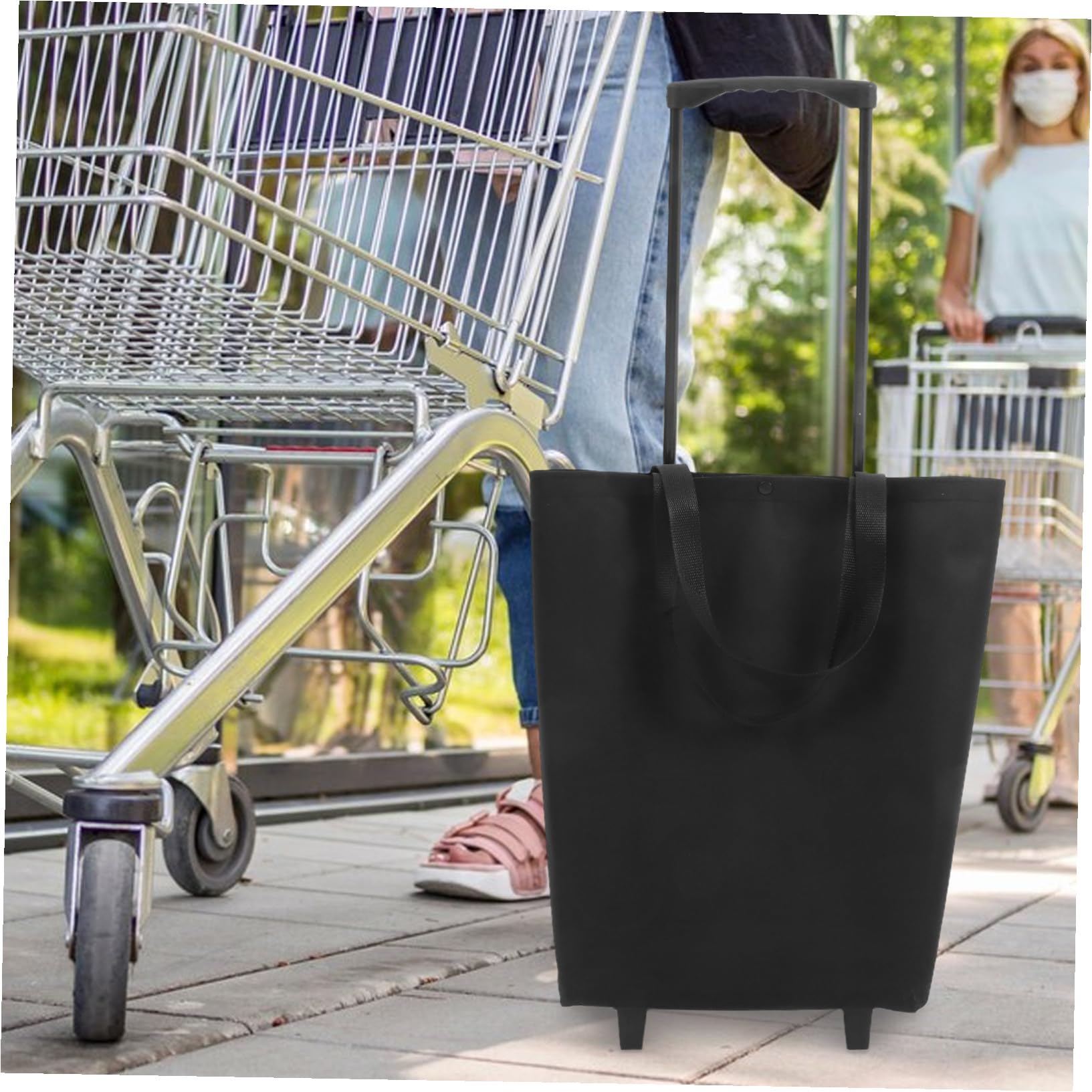 Wózek na zakupy z kółkami – składany wózek narzędziowy na artykuły spożywcze o dużej pojemności, przenośny wózek z teleskopowym uchwytem dla łatwego transportu