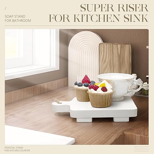 Vista 21 de EOSAHR Elevador de madera rústica para cocina y baño, decoración de granja: soporte de pedestal decorativo para decoraciones de exhibición y soporte