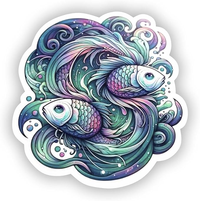 Dreamy Pisces Fish Zodiac Decal – Ideal for Laptops, Cars, Windows, Bumpers, Waterproof & Mystical Sticker, Auto and Truck Adornment, Water Sign Themed (4