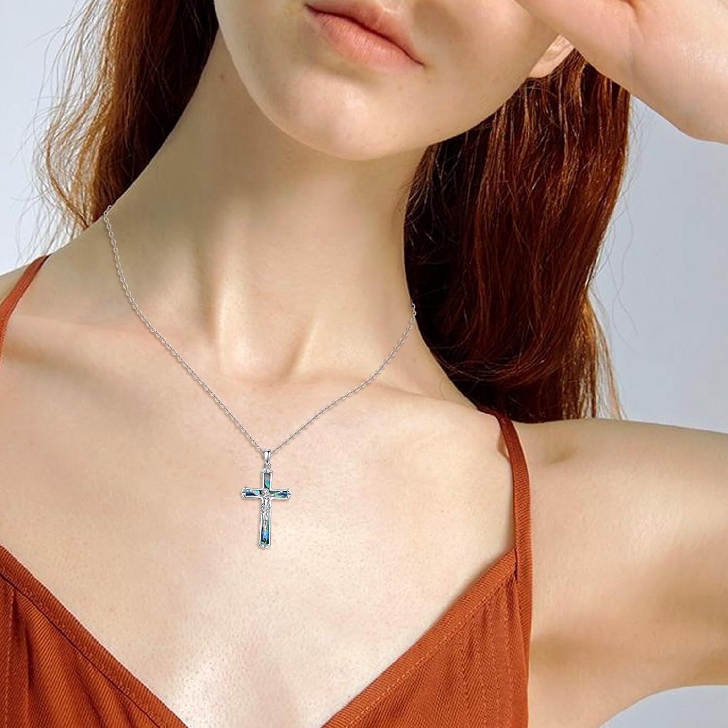 POPLYKE 925 Sterling Silver Cross Necklaces for Women Pendant Christian Jewelry for Women 18"+2" and 20"+2" chain - Image 3