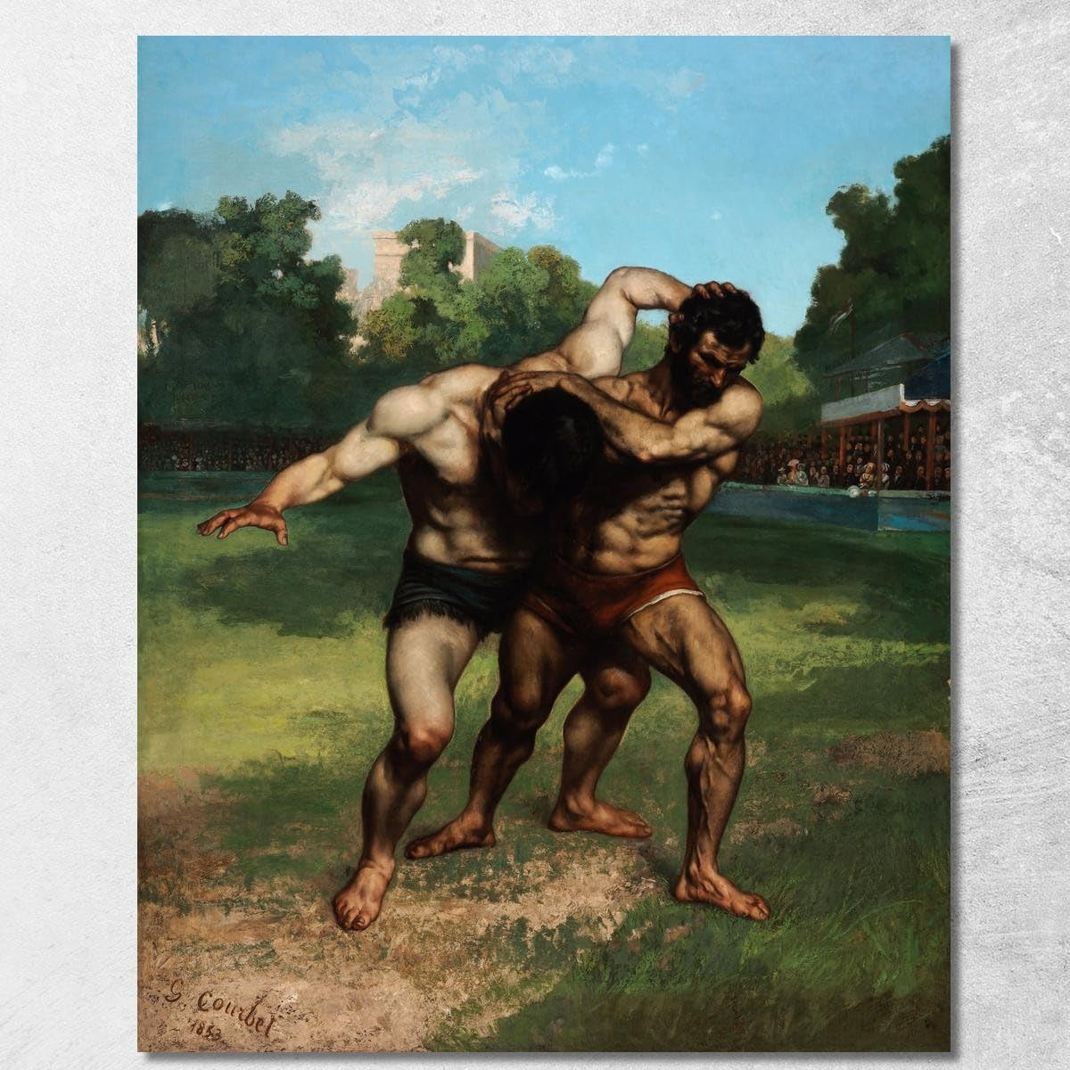 Tableau Les lutteurs Gustave Courbet cg20 imprimé sur toile encadré 125x100cm