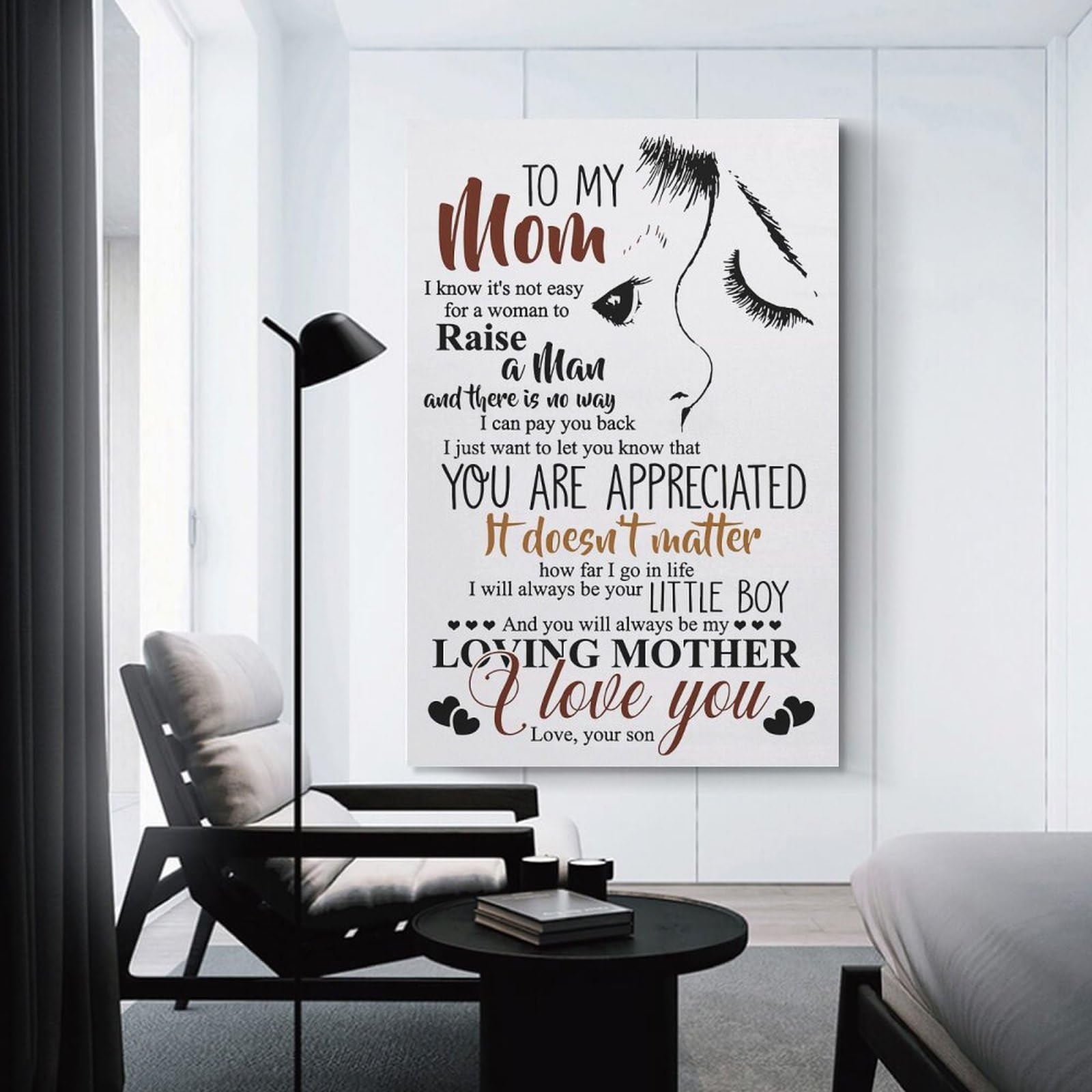 Junmoney Hanging Wall Art To My Mom Son To Mom, 24x36inch(60x90cm), for Living Room, Bedroom Or Apartment Walls, Decorative Artwork for Empty Walls