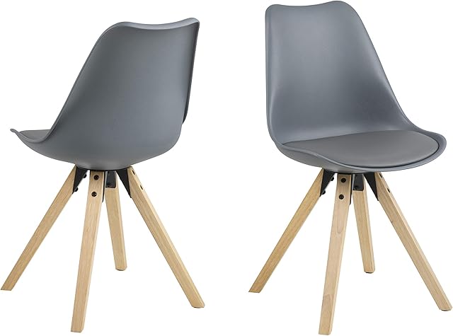 Amazon Brand - Movian Arendsee, Set of 2 Dining chairs, 55 x 48.5 x 85 cm (L x W x H), Grey