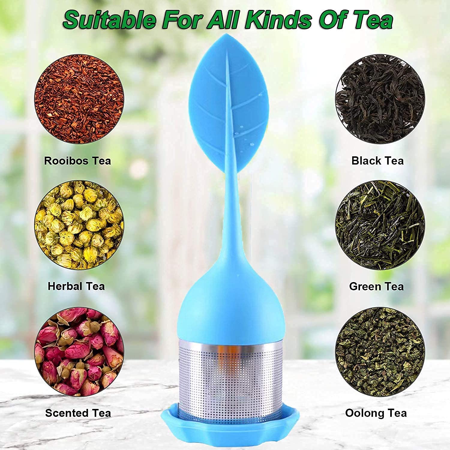 Infusore Per Tè In Acciaio Inox 304 Con Manico In Silicone A Foglia - Filtro A Rete Super Fine