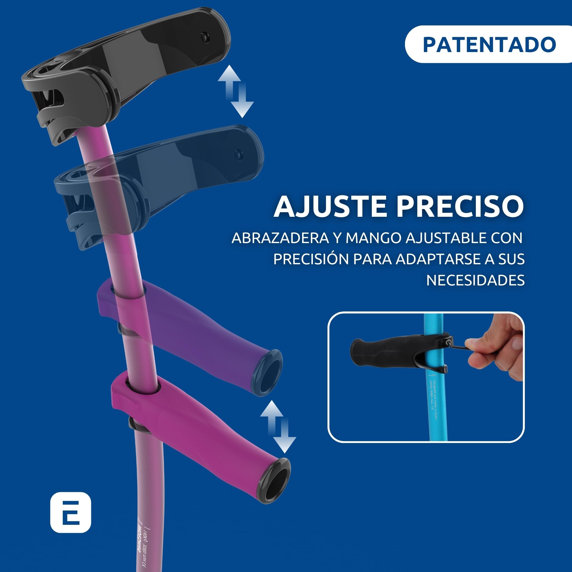 Muletas INDESmed 100% Aluminio Aeroespacial (Gris, S (155-165cm))