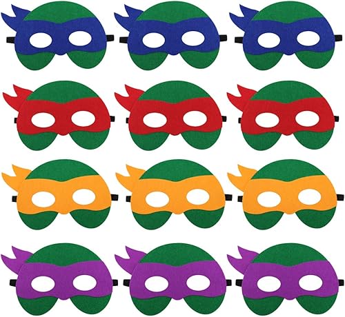 Paquete de 12 máscaras de superhéroe para niños, máscaras de fieltro de superhéroes, recuerdos de fiesta, juego temático de superhéroes, suministros