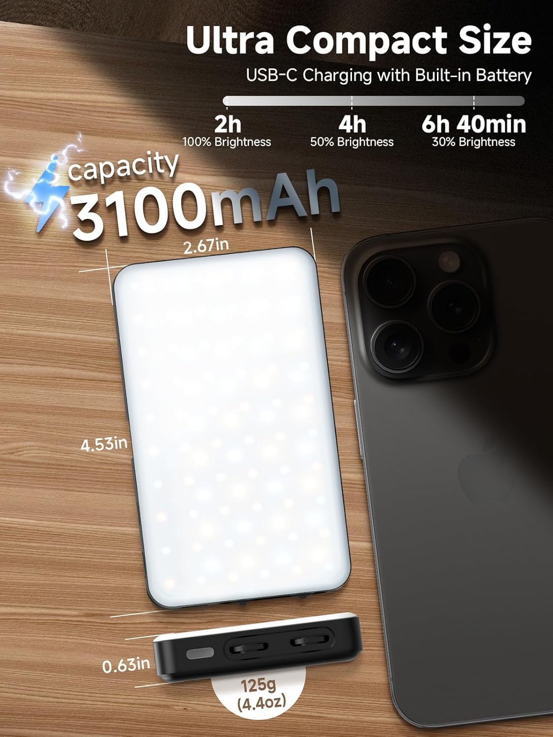 Moman LED Camera Light, RGB Video Lights for Photography, App Wireless Control, 2500-9000K, CRI 95+, Long Battery Life, Portable Lighting Panel with Cold Shoe, Fits for Sony/Canon Black