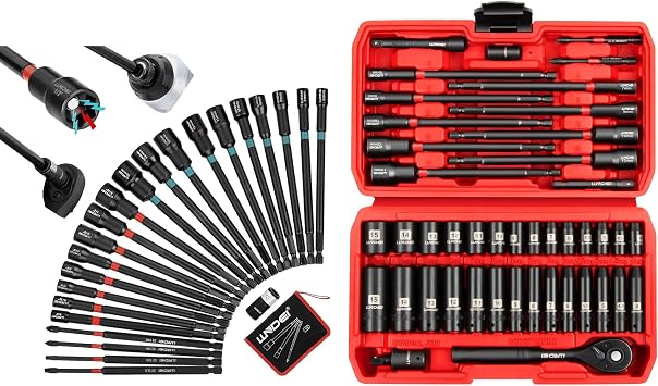 LLNDEI 23PCS Magnetic Nut Driver Set &1/4" Drive Socket set & Nut Driver Set Magnetic 44PCS