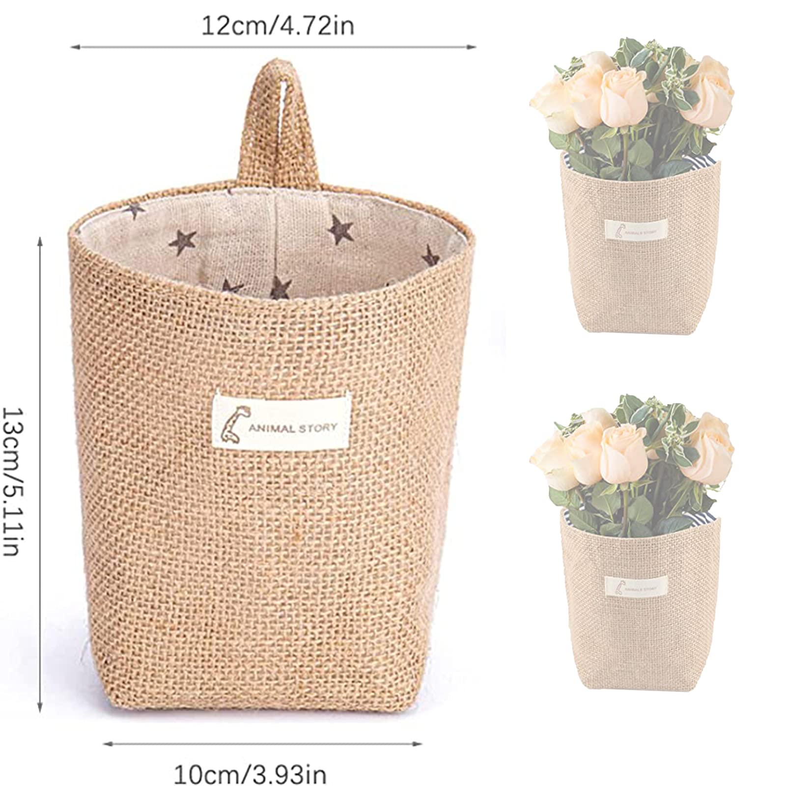 3 Pièces Panier De Rangement En Coton Et Lin - Suspendu, Pliable Et Lavable Pour Maison Et Bureau