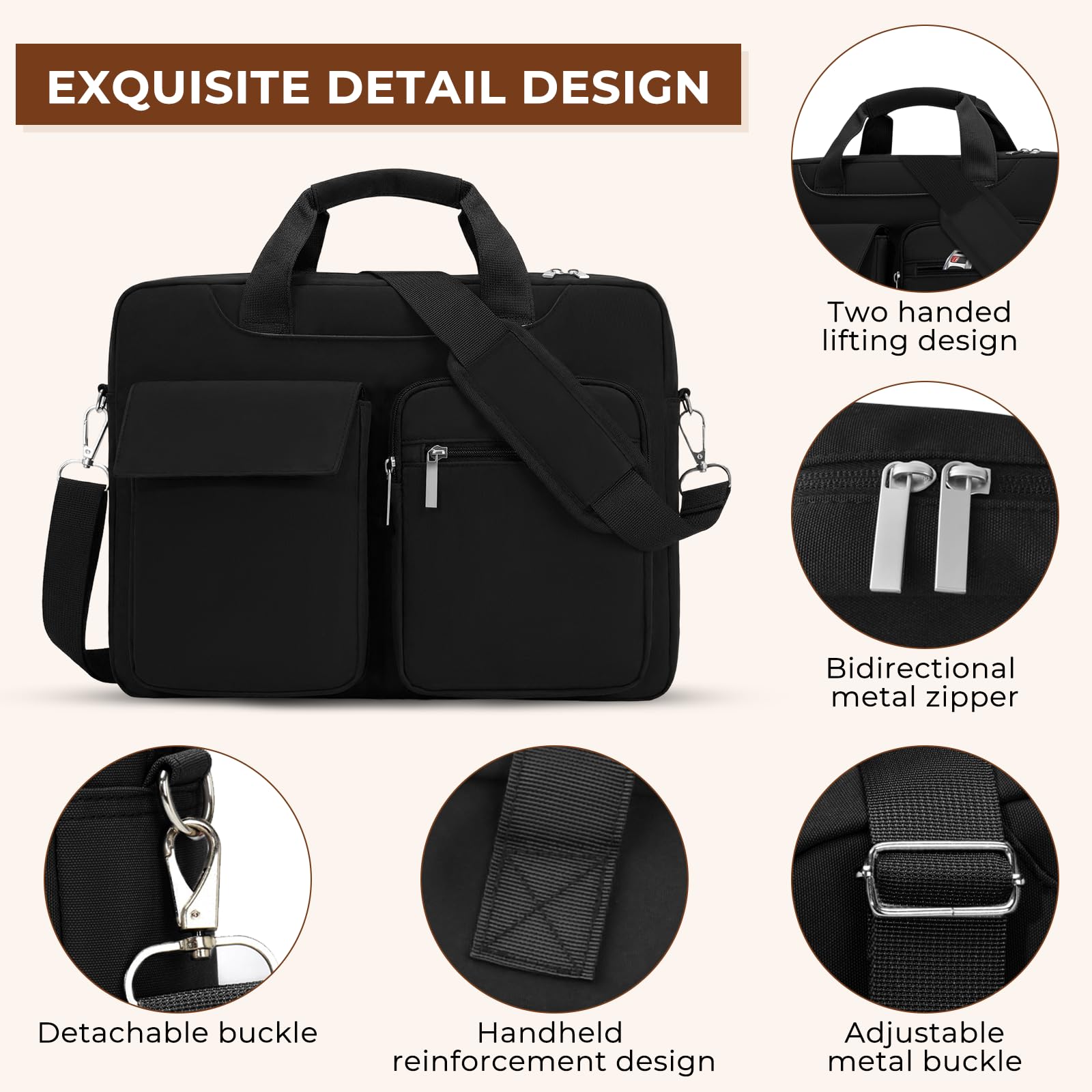 Bolsa para Portátil 15-16,1 Pulgadas, Maletín para Portátil, Maletín de Profesora, Bolso de Oficina, Bolsa de Mensajero de Hombre, Impermeable Bolso de Unisex Adulto para Oficina Trabajo
