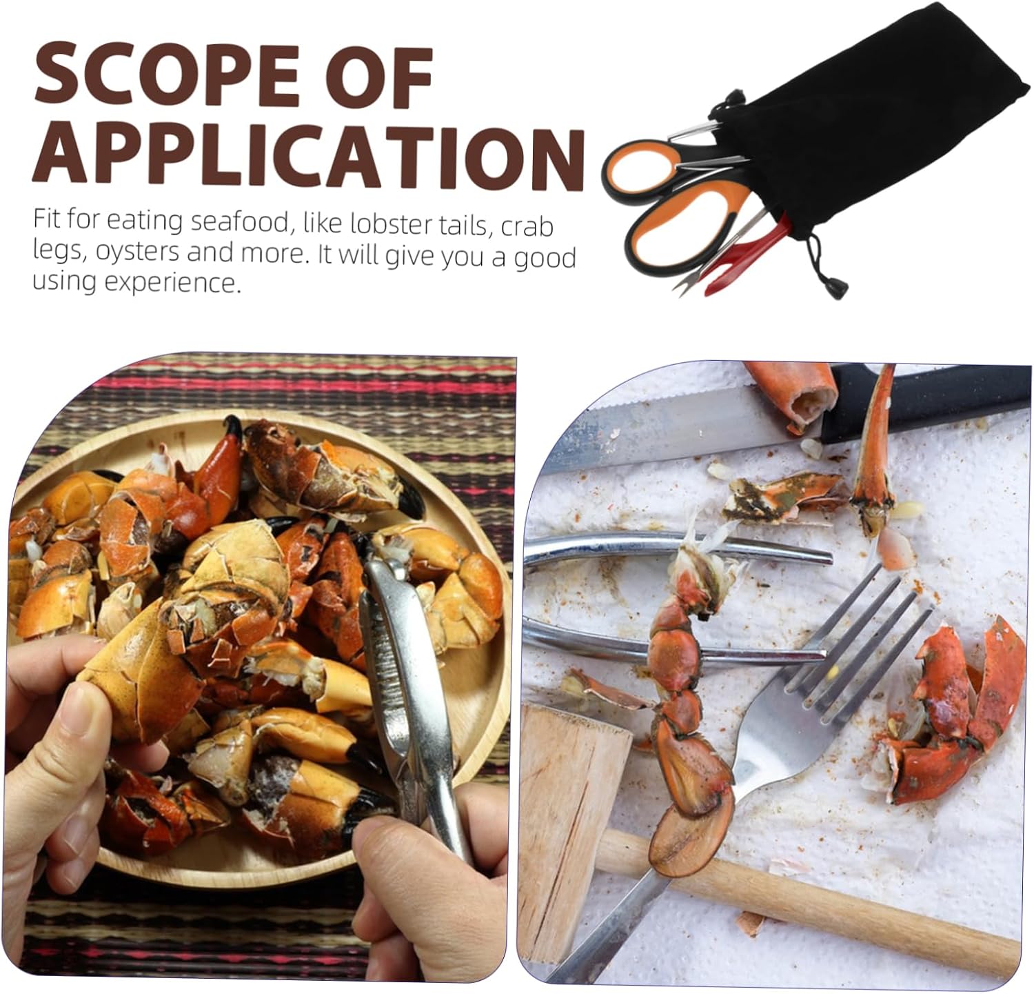 ABOOFAN 1set Metal Seafood Shell Opening Tools Crab and Lobster Tool Kit Crackers and Forks for Effortless Seafood Eating