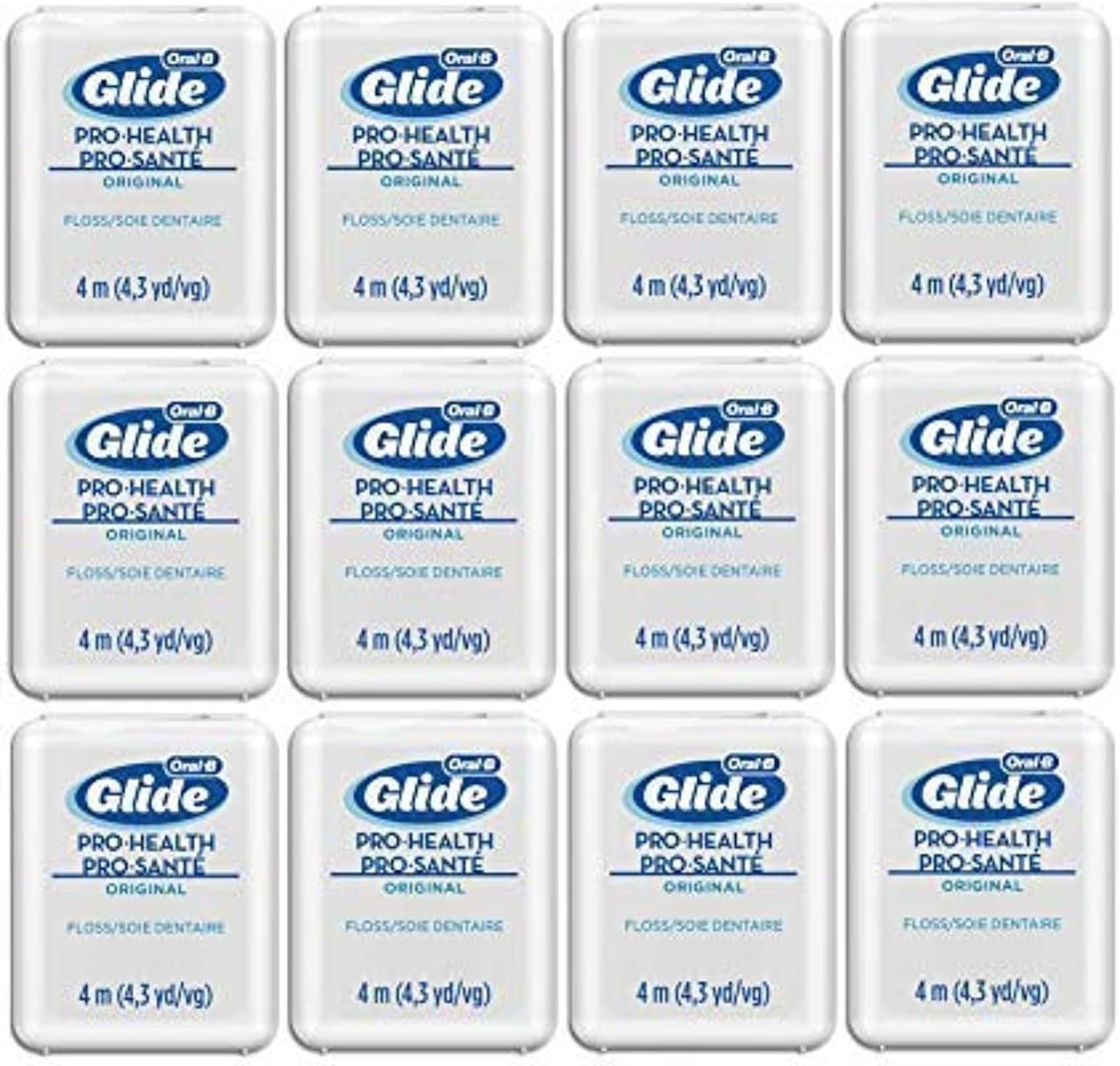 Glide Oral-B Pro-Health Original Floss, Small Size 4 Meters (4.3 Yards) - Pack of 12