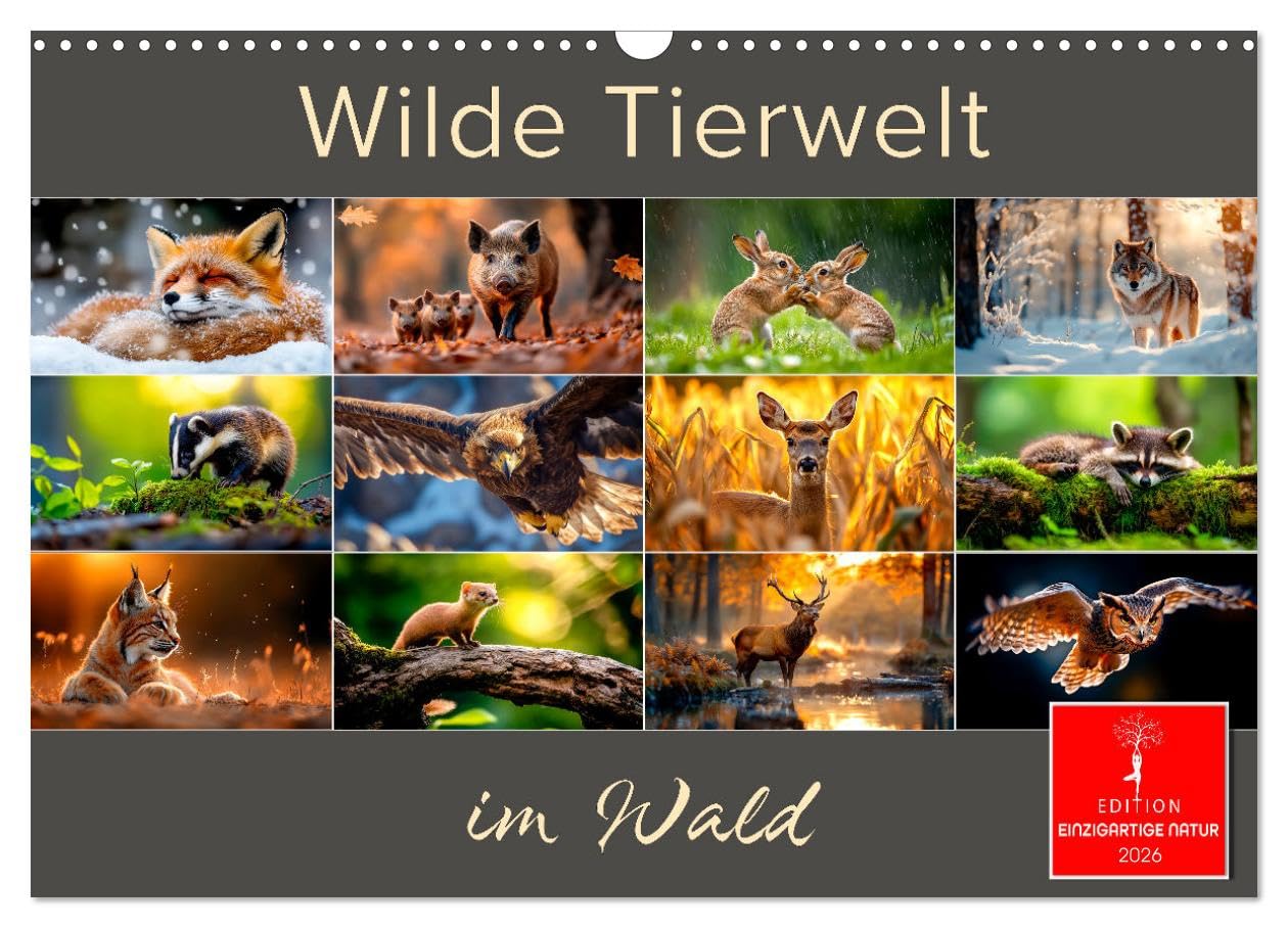 Wildlife in the forest UK-Version (Wall Calendar 2026 DIN A3 Landscape), CALVENDO 12 Month Wall Calendar โ image 1