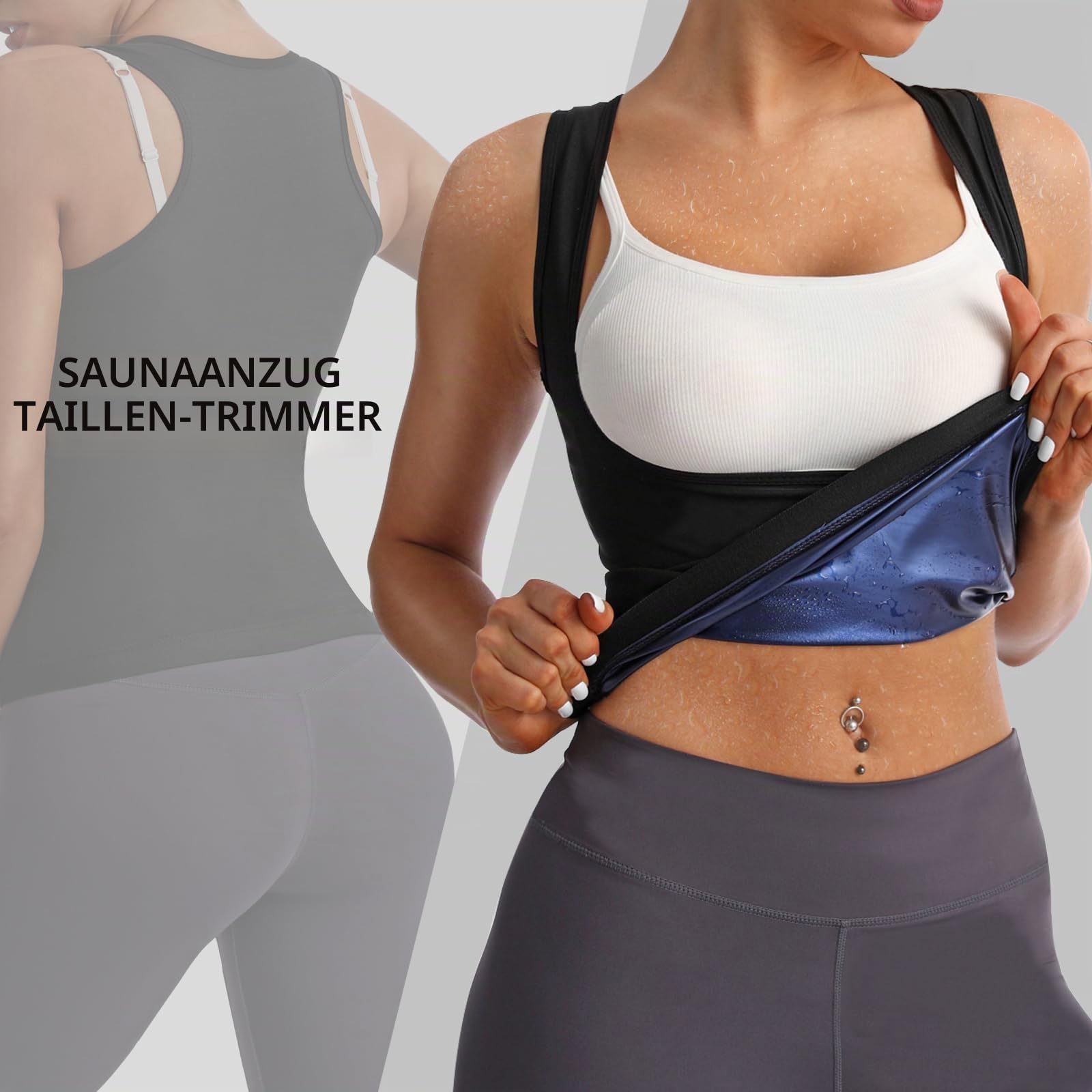 JBT Saunaanzug, Schweißweste für Damen, Gewichtsverlust, Taillentrainer, Schweißweste für Damen, Fitness, Bodyshaper, Weiß