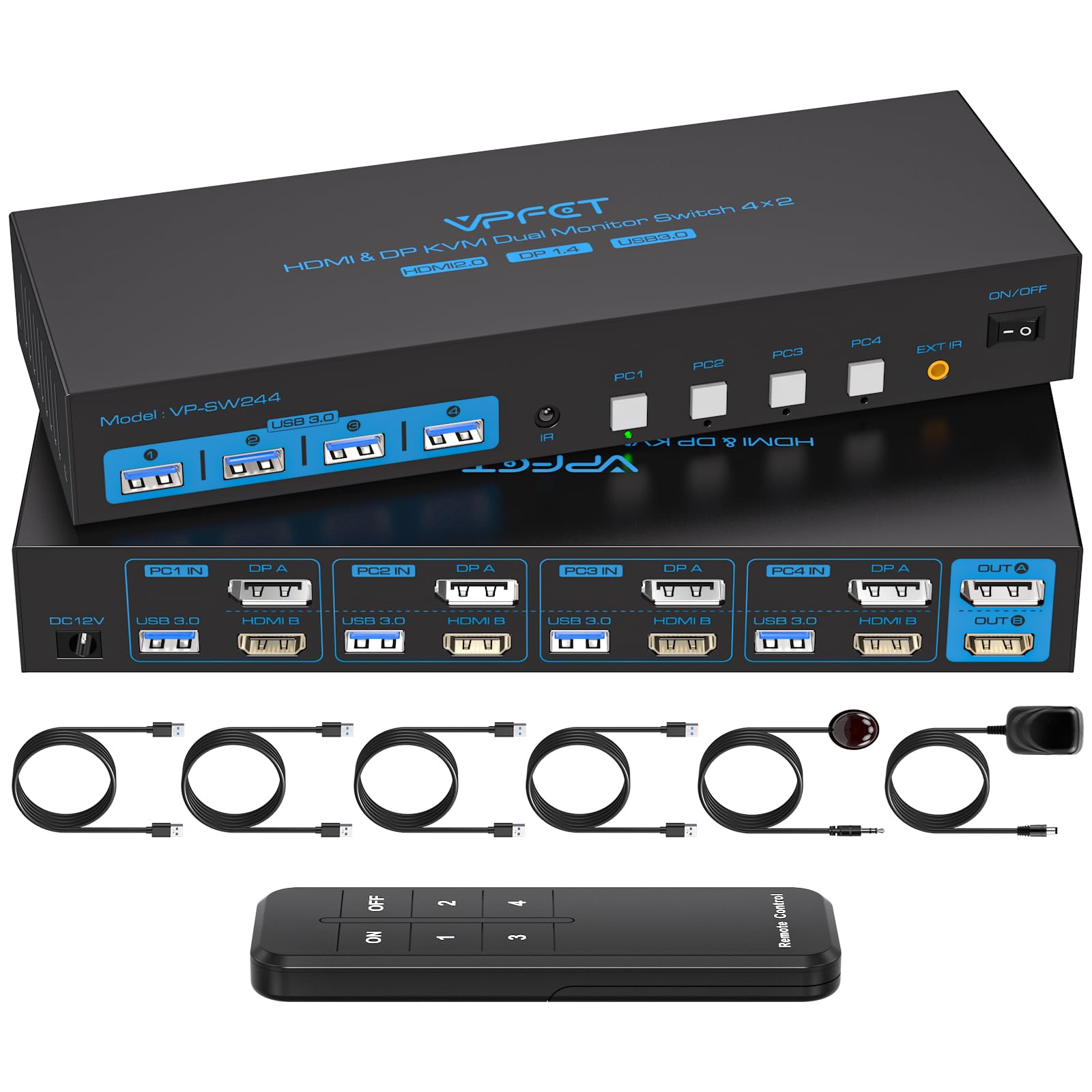 hdmi displayport kvm switch 2 monitors 4 computers 4k@60hz usb 3.0 | kvm switcher dual monitor for 4 computers and 4 usb 3.0 ports support extended/copy mode with desktop controller