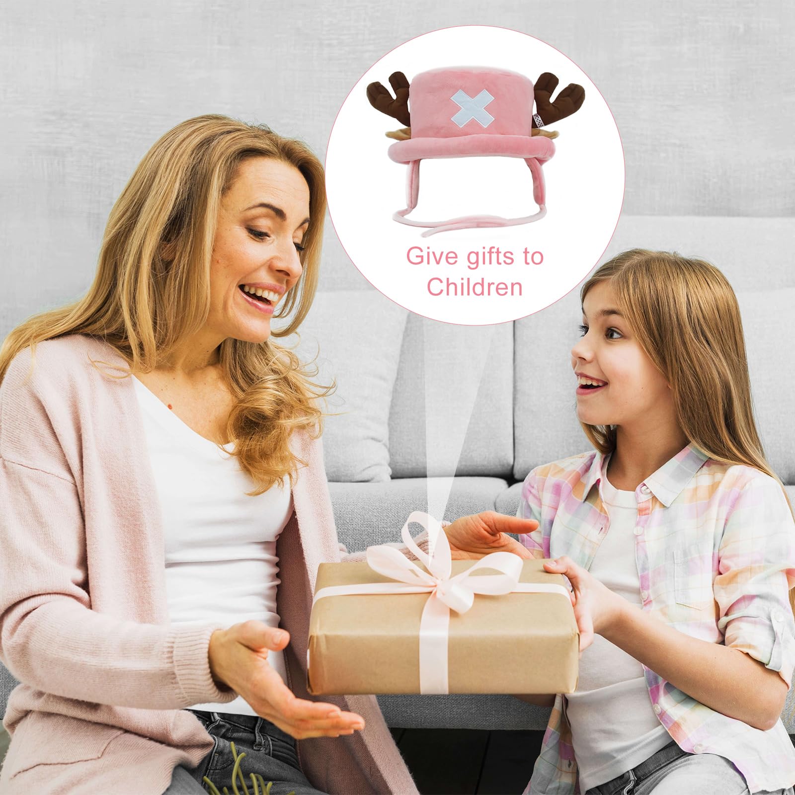 Anime Cosplay Sombrero Chopper Gorro Anime Hat, Cosplay Fiesta Cumpleaños Gorro de Felpa, Lindo Gorro de Felpa para Adultos y Niños