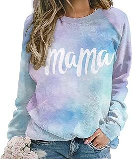 Sponsored Ad - ZOCAVIA Mama Tie Dye Sweatshirts for Women Fashion Crewneck Pullover Tops Fall Casual Retro Forest Graphic ...