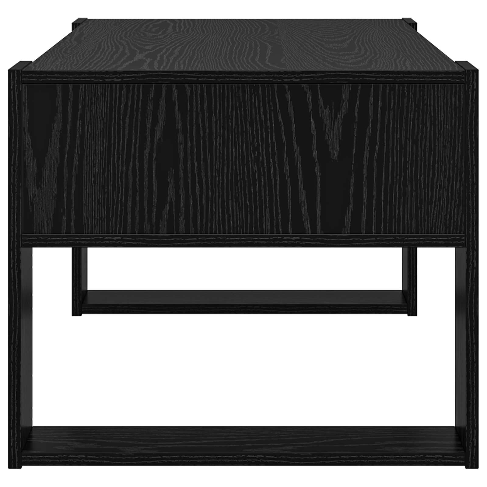 Stolik kawowy dębowy, czarny, 92 x 53 x 45 cm | Nowoczesny design, gładka powierzchnia, praktyczny uchwyt do salonu, elegancki