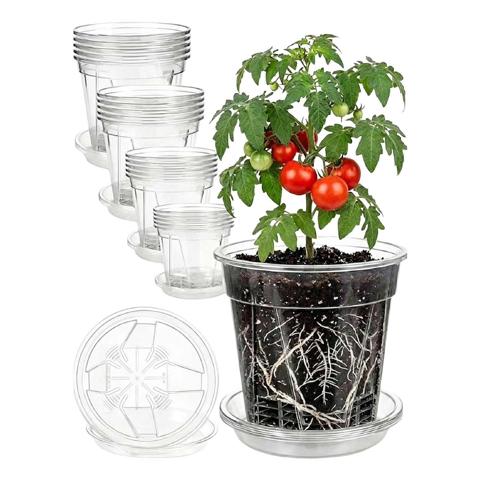 Shntig 20 Pack Visible Growing Containers Featuring Perforated Base Design Optimal for Propagation and Greenhouse Care Indoor Gardening Pots