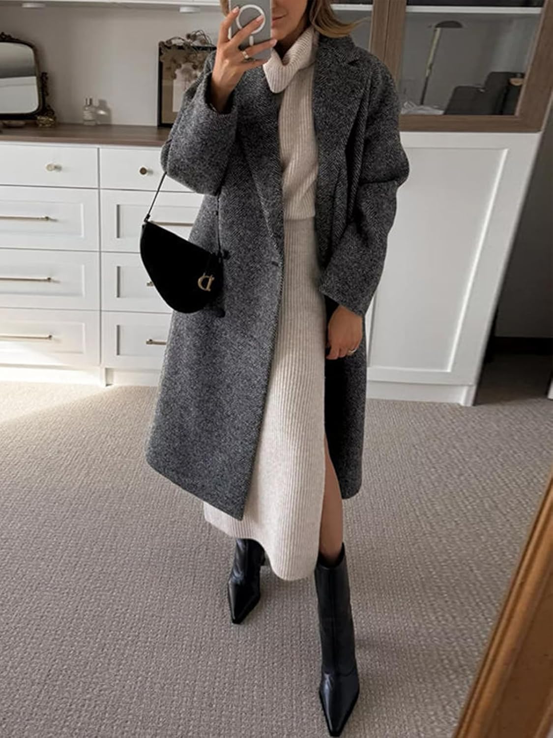 Sweater Dress for Women Sleeveless Pullover Sweaters Ribbed Knit Midi Dress with Side Slit Fall Winter Wear - Image 5