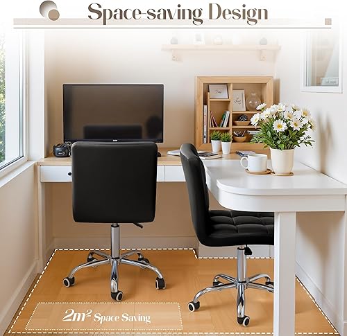 Miniatura 4 de Furmax silla de oficina con respaldo medio de piel sintética, silla ejecutiva moderna, ajustable, silla de escritorio para el hogar, silla de