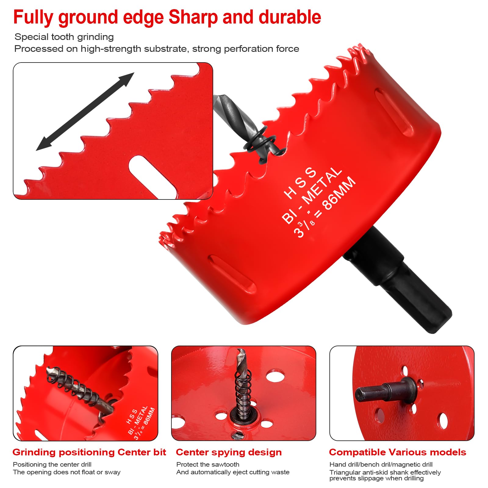 Scie-cloche Bimétallique HSS De 86 Mm Pour Bois, Plastique