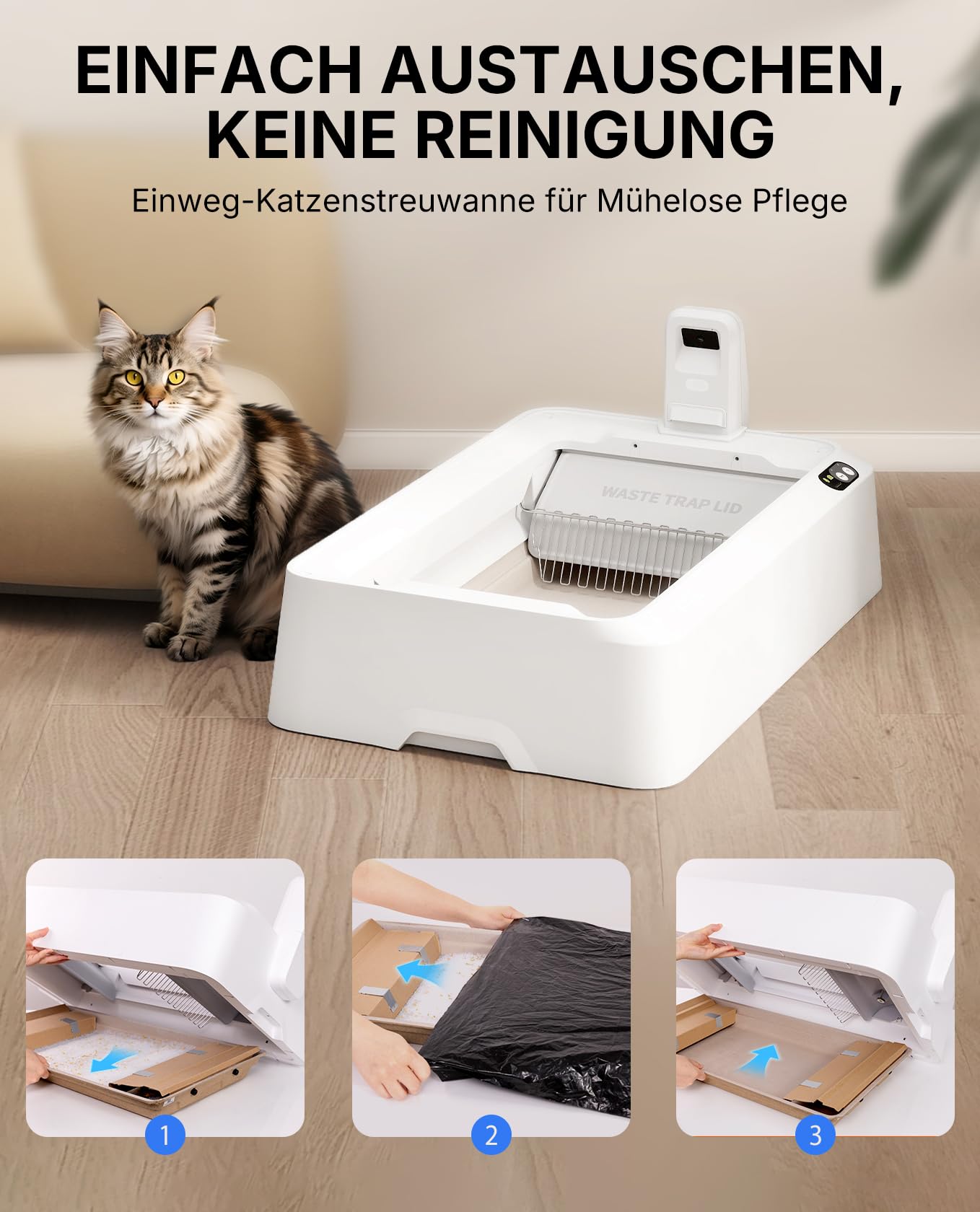 PETKIT Purobot Crystal Duo Selbstreinigende Katzentoilette mit Kamera, AI-Gesundheitsüberwachung, Geruchskontrolle, Offenes Design für große Katzen, Bis zu 30 Tage ohne Reinigung