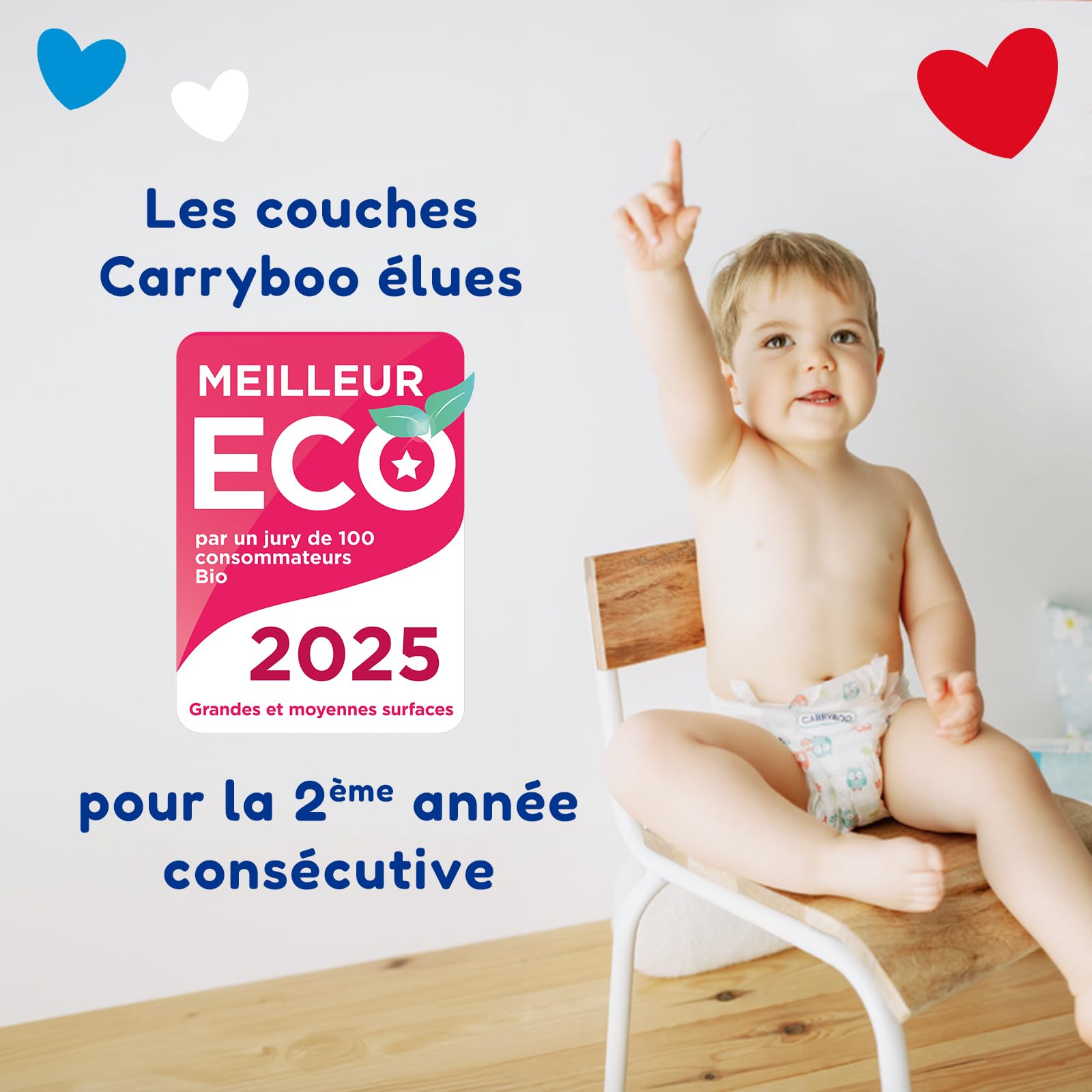 CARRYBOO Couches Taille 5 (12-25kg) Peaux sensibles Ultra absorbantes 12h Anti-fuites Fabriquées en France 120 Couches Pack 1 Mois