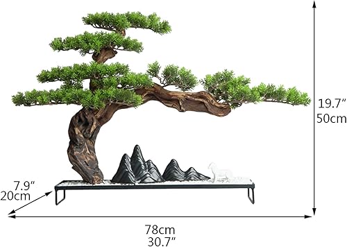 Miniatura 2 de Artificial Plants Artificial Green Plants Chinese Artificial Bonsai Pine Tree Decoration Faux Potted Plant and Sculpture for Home Interior Living