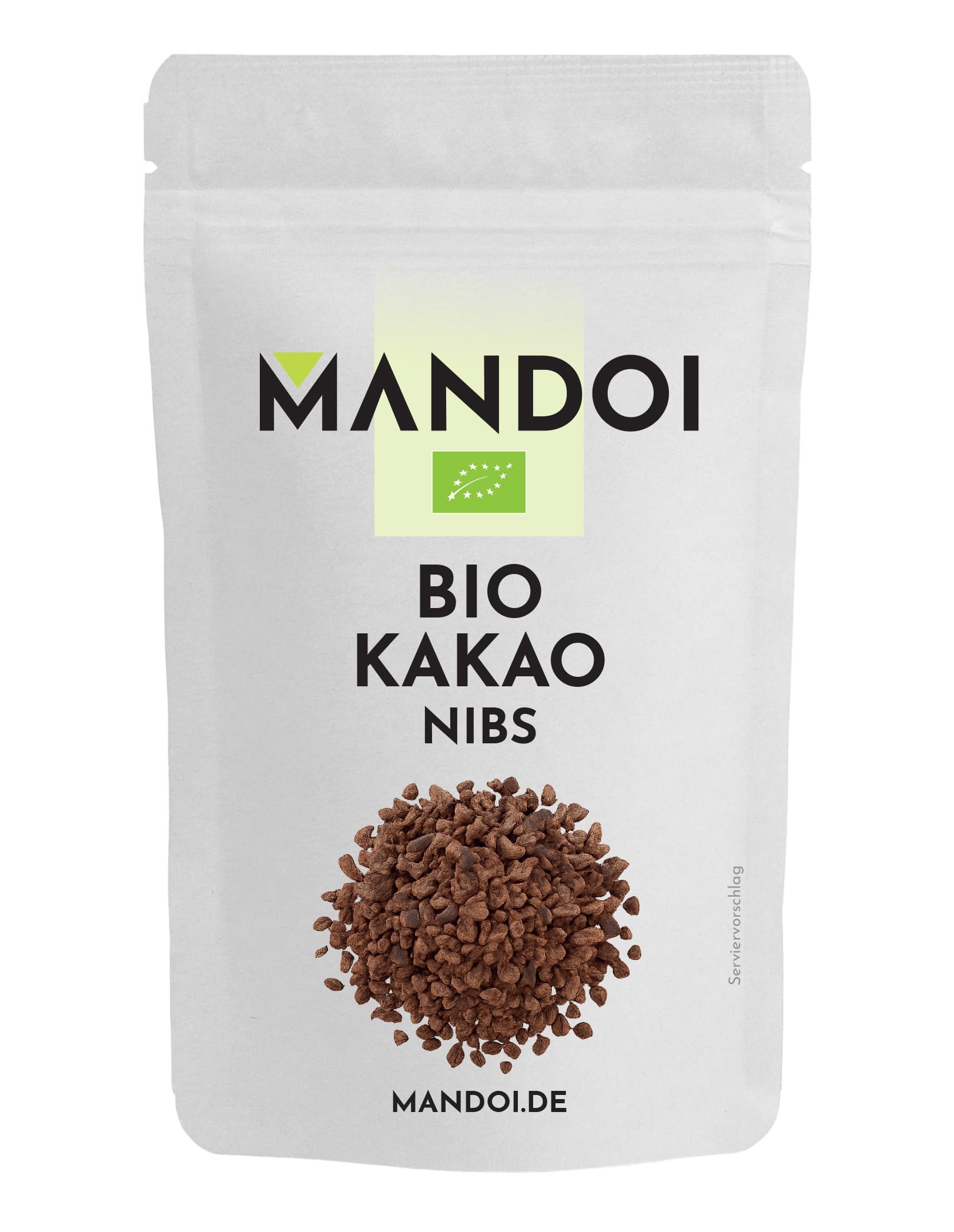Mandoi Bio Kakaonibs 500g, aus ökologischem Anbau | besonders hochwertige Kakao Nibs, organic cocoa. Als Snack, Müsli oder zum Backen