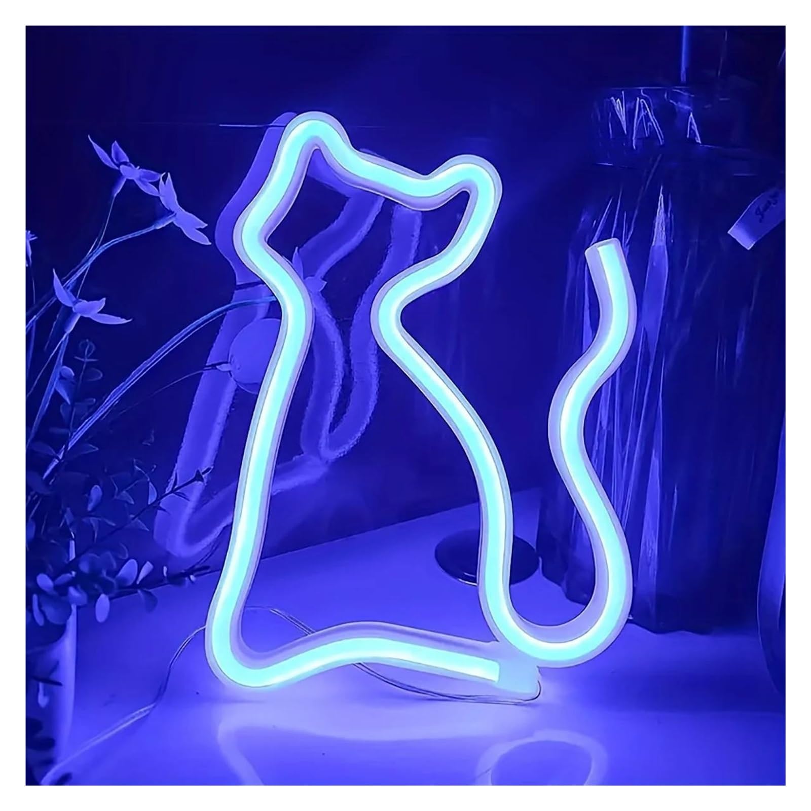 LED néon signe Enseigne Lumineuse En Forme De Chat Alimentée Par USB Pour Chambre À Coucher Salon Festival Fête Mariage Anniversaire Salle De Jeux Décoration 17cmx23.5cm(B)