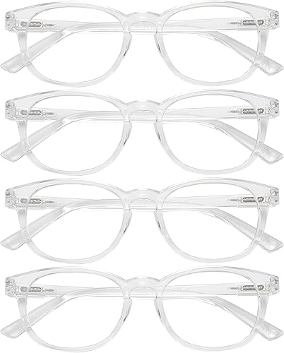 Miniatura 9 de Przene Paquete de 4 lentes de lectura con bisagra de resorte, lectura de bloqueo de luz azul para mujeres y hombres, marco ovalado