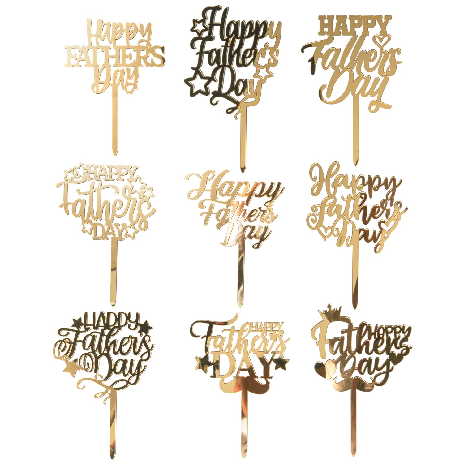 Happy Father's Day Cake Topper Cake topper Acrylic Mirror Cake topper Decorative Party Cake Decoration for Father's Day (9pcs letter)