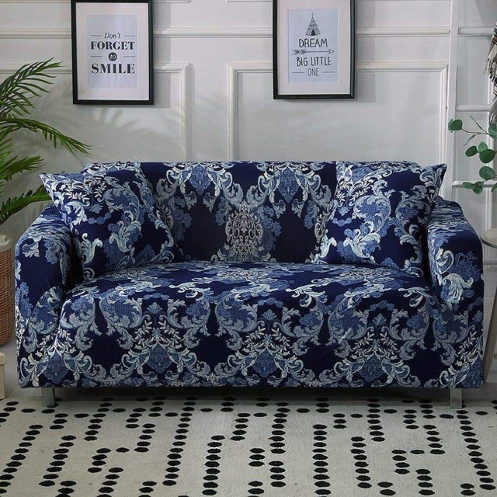 Housse de canapé élastique spandex bleu foncé pour canapé d'angle L 4 places