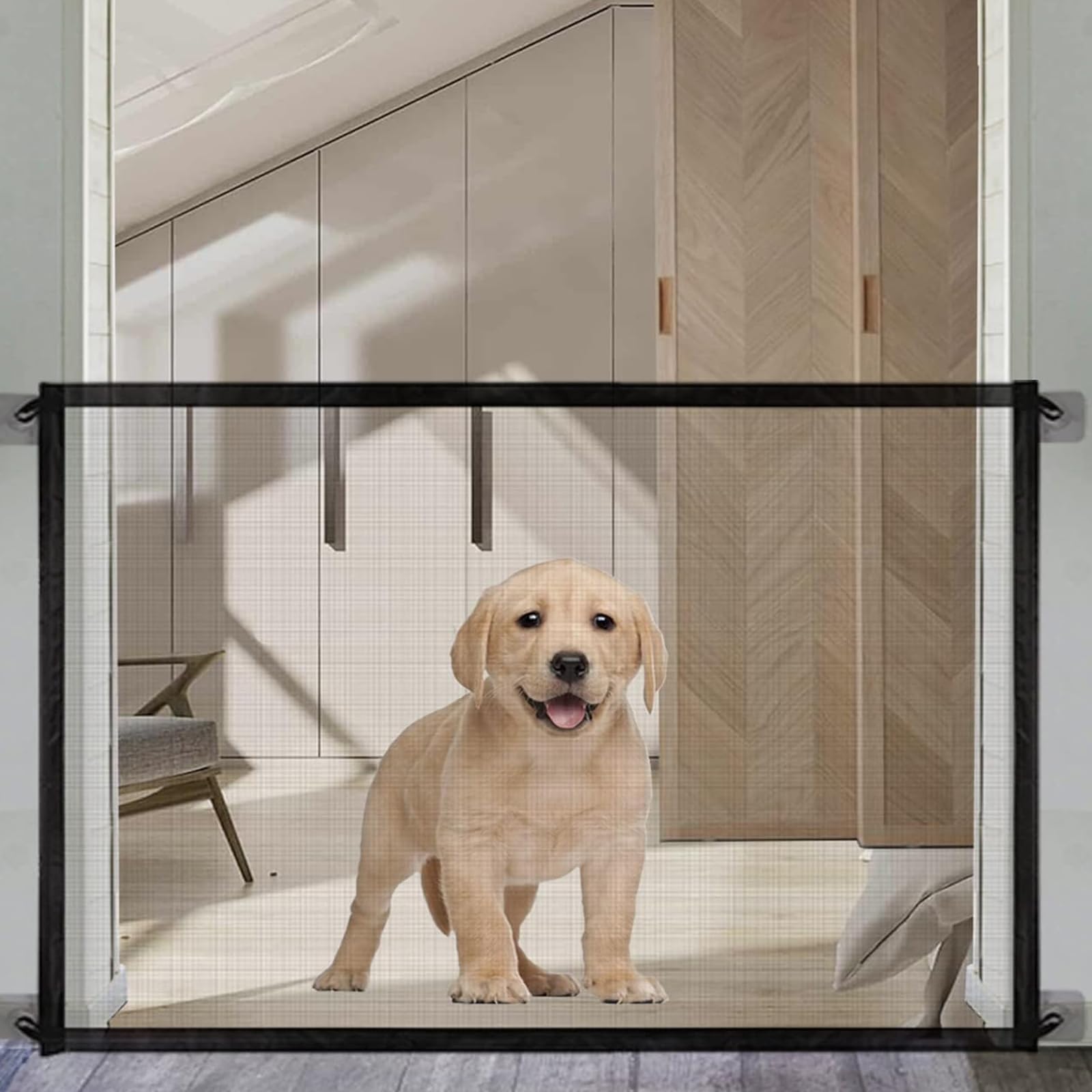 Ntek Black Magic Gate For Dogs | Portable Folding Safety Stair Gate Safe Guard For Baby | Indoor Safety Gate Install Anywhere For Dogs Cats | Keep Your Baby And Pets Away From Kitchen & Outdoor (180 X 72)