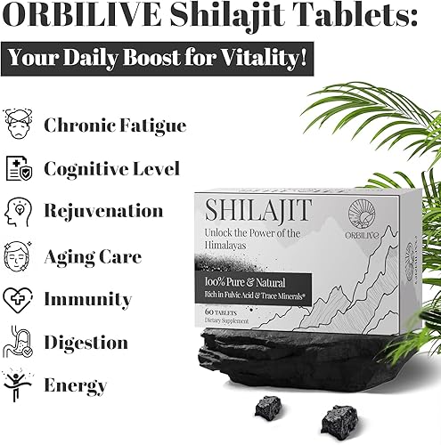 Miniatura 3 de Tabletas de Shilajit de 30,000 mg, 100% Shilajit puro orgánico del Himalaya, Shilajit para hombres y mujeres ricos en ácido fúlvico y más de 85