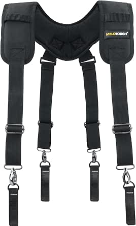 Melotough Padded Tool Belt Suspenders with Hooks and Adjustable Straps