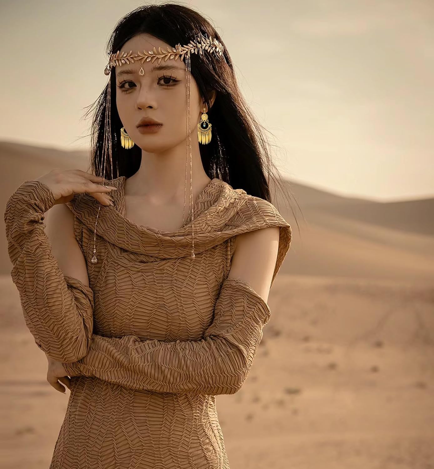 Boho Turquoise Dangle Long Tassel Indian Statement Clip on Earring Ethnic for Women Bollywood Traditional Gypsy Bohemian Gold-Tone Drop Festival Holiday Party Non Pierced Ears Jewelry Gifts - Image 2