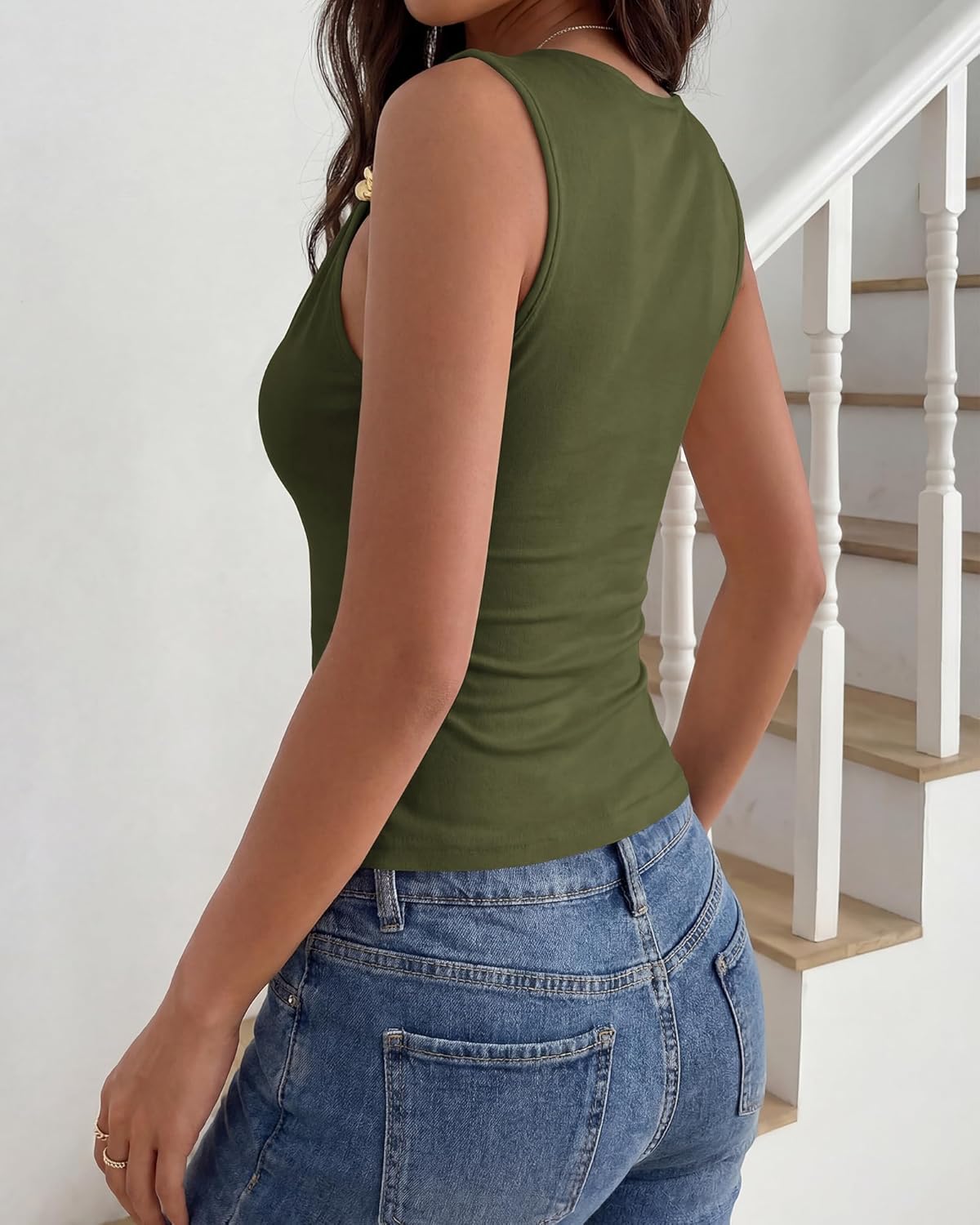 BTFBM Spring Tops for Women 2026 Asymmetrical Neck Sleeveless Going Out Summer Outfits Casual Ruched Y2k Tank Top Clothes - Image 2