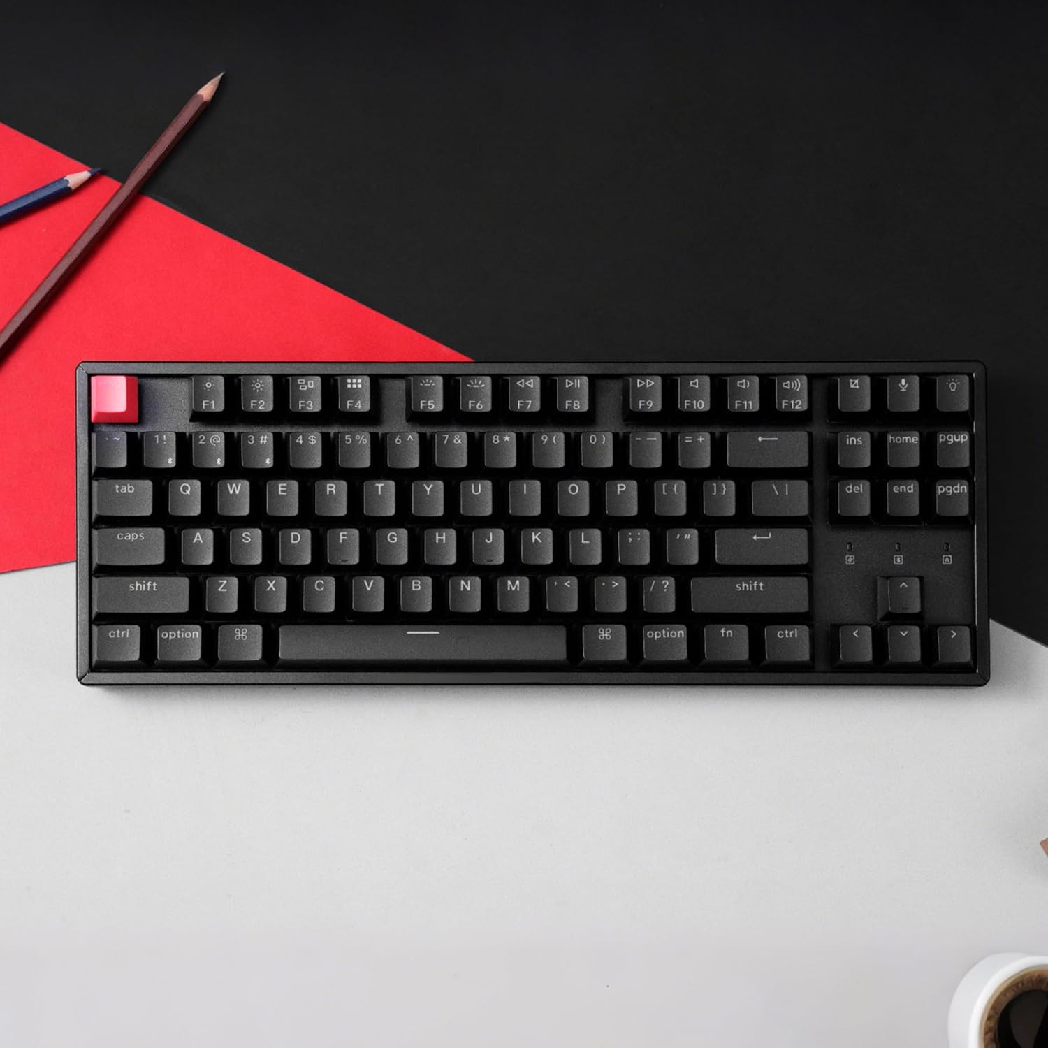 Keychron K8 Version 2 TKL Wireless Mechanical Keyboard, QMK/Launcher Bluetooth 5.2/Wired, RGB Backlit Shine-Through PBT Keycaps, Super Banana Switch, Aluminum Frame for Mac Windows Linux