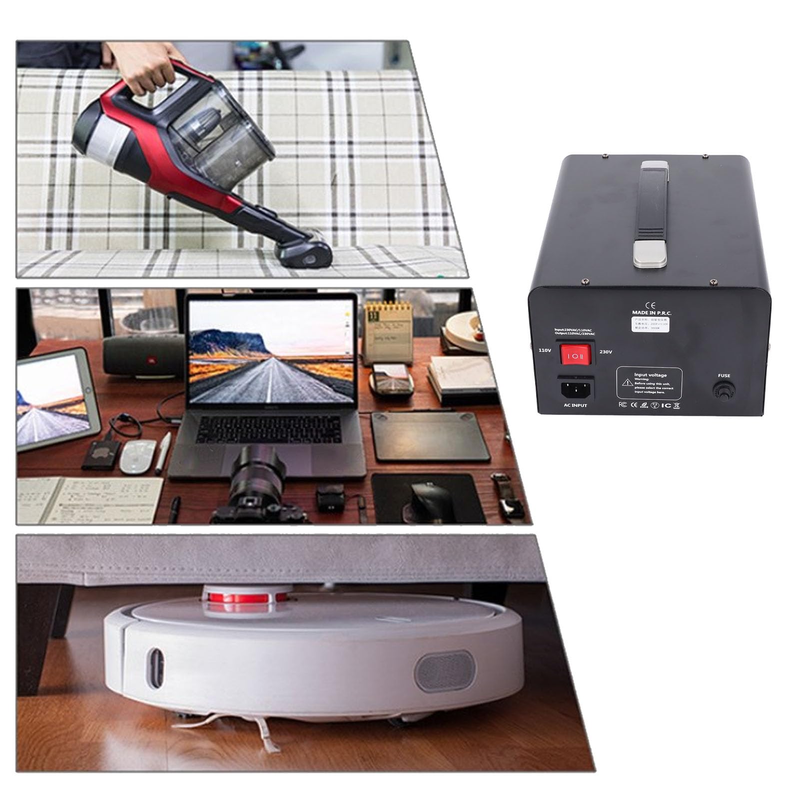 para conversión de Voltaje Elevador y Reductor - Transformador de Voltaje monofásico Convertidor de Potencia de 3000 W - Carcasa de aleación de Aluminio con Interfaz Universal y