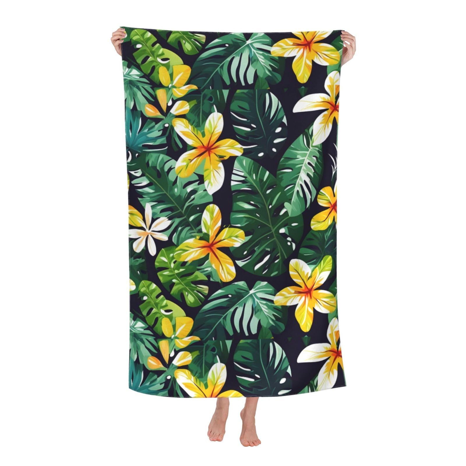 Cbaaghh Hawaiian Tropical Leaves Flowers Print Adult Beach Towels,Beach & Pool Towel,Beach Towels,Towels For Camping