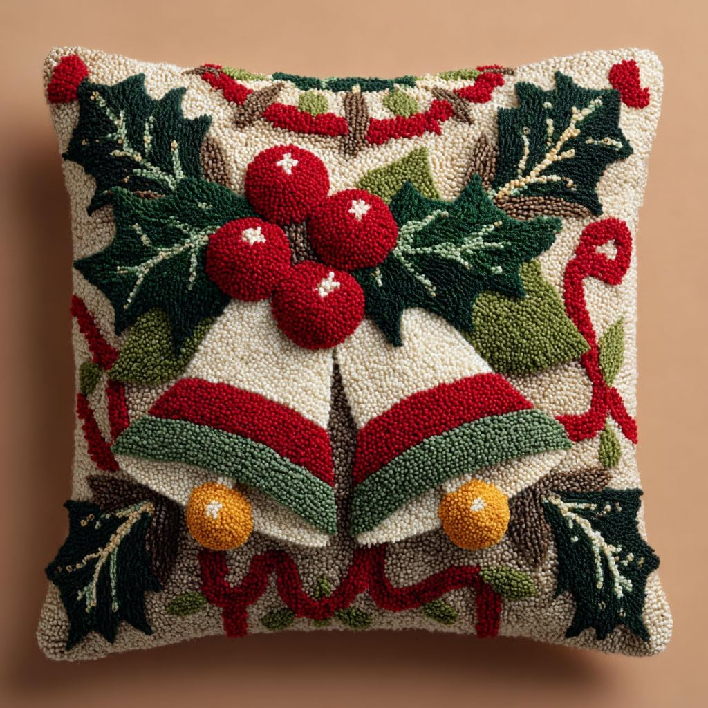 AMBATTERY Latch Hook Kits Pillow Cartoon Girl DIY Rug Crochet Hook Cushion Making Kits Printed Pattern Canvas Pillowcase Hooking Kit Pillow Cover Crochet Kit 43x43cm