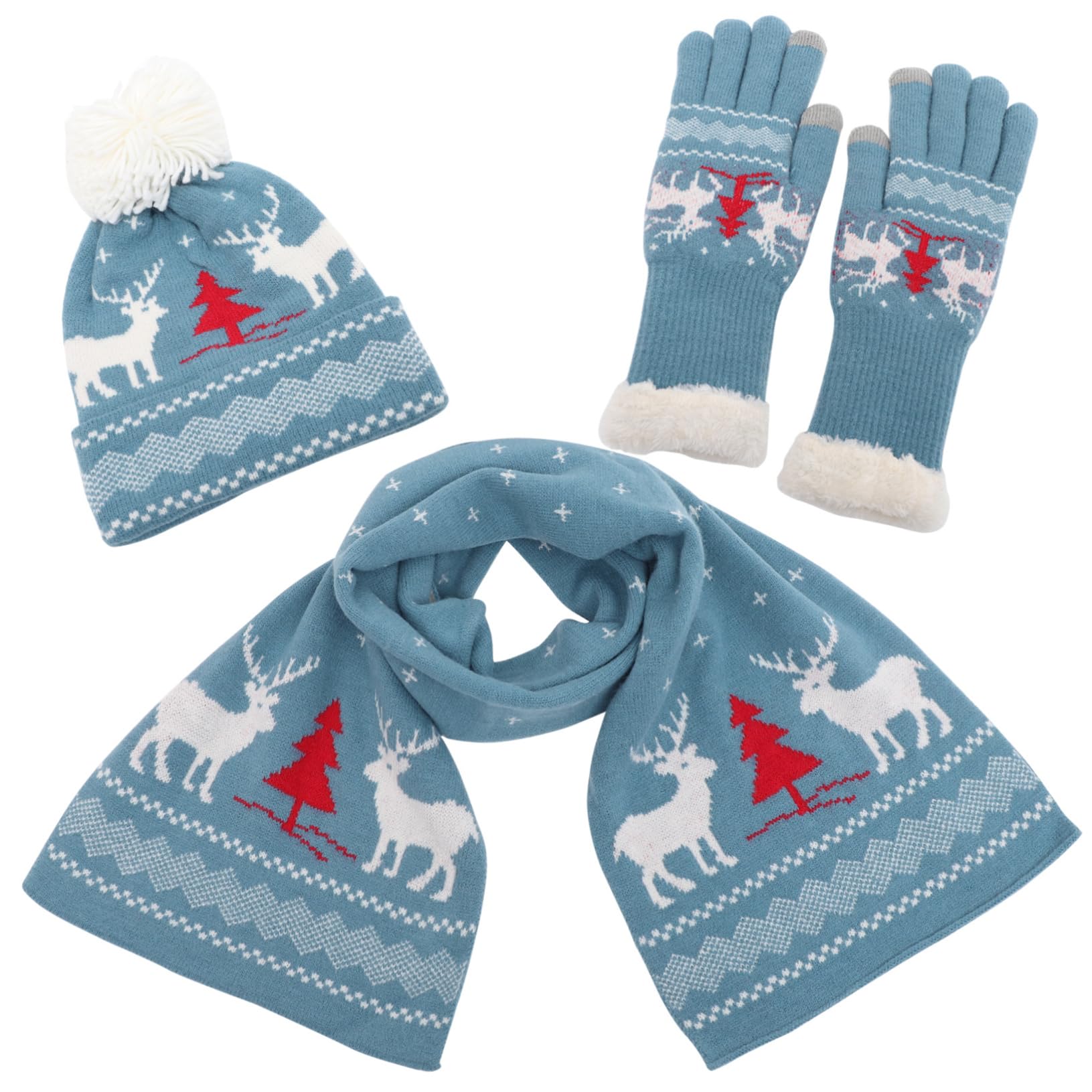 LIFKOME Bonnet tricoté de Noël à tricoter bonnet tricoté chaud de Noël casquette de crâne de écharpe de noël femmes chauds pour femmes Acrylique rouge