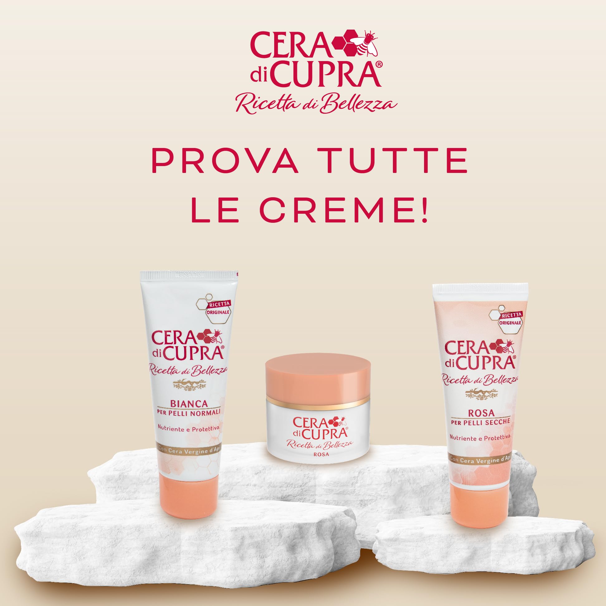 Cera di Cupra, Crema Rosa Formulazione Tradizionale, con Cera Vergine d'Api, Ricca di Componenti Protettivi, ad Azione Antietà, Made in Italy, Dermatologicamente Testata, Tubetto da 75 ml