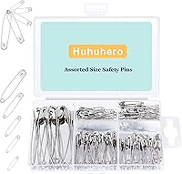 Huhuhero 150pcs Assorted Safety Pins - Large Small Nickel Plated Steel Pins for Sewing Crafts Clothes Quilting Bulk Rustproof with Storage Box