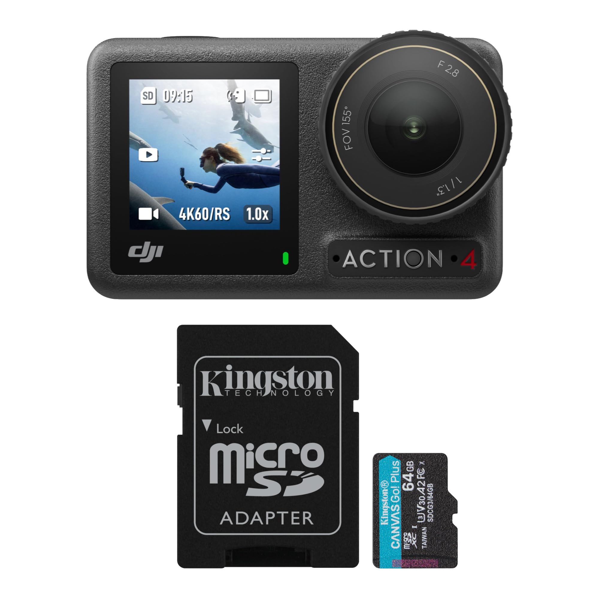 Djiosmo Action Camera Standard Combo Bundle With 64gb Microsd